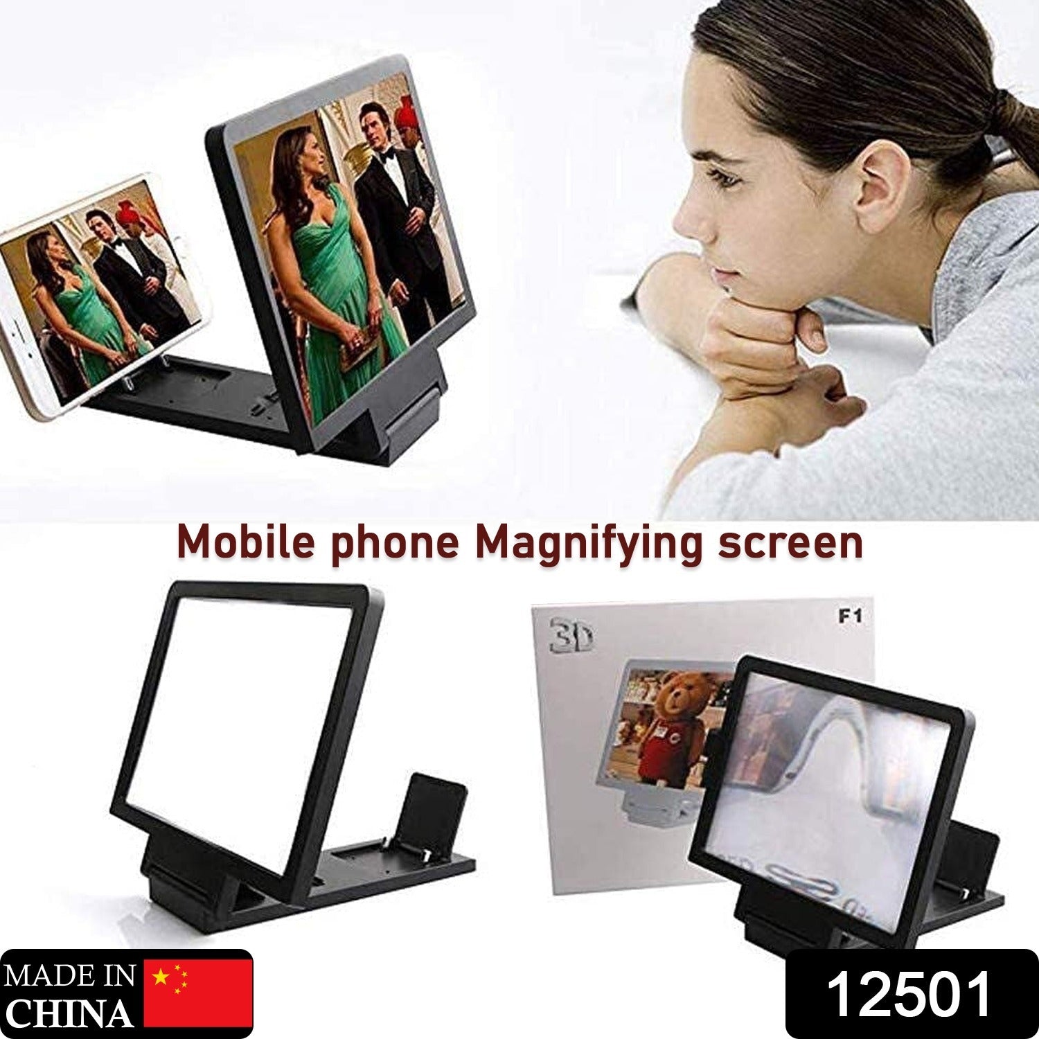 12501 3D Phone Screen Magnifier Video Screen Amplifier Expander Holder Bracket for Mobile Phone Screen Zoom Display (1 Pc) Eshaan Traders