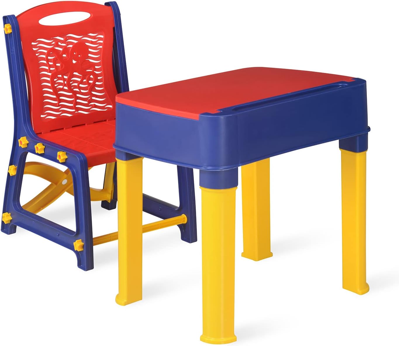 4639 Study Table And Chair Set For Boys And Girls With Small Box Space For Pencils Plastic High Quality Study Table (Red/Blue/Yellow) Eshaan Traders