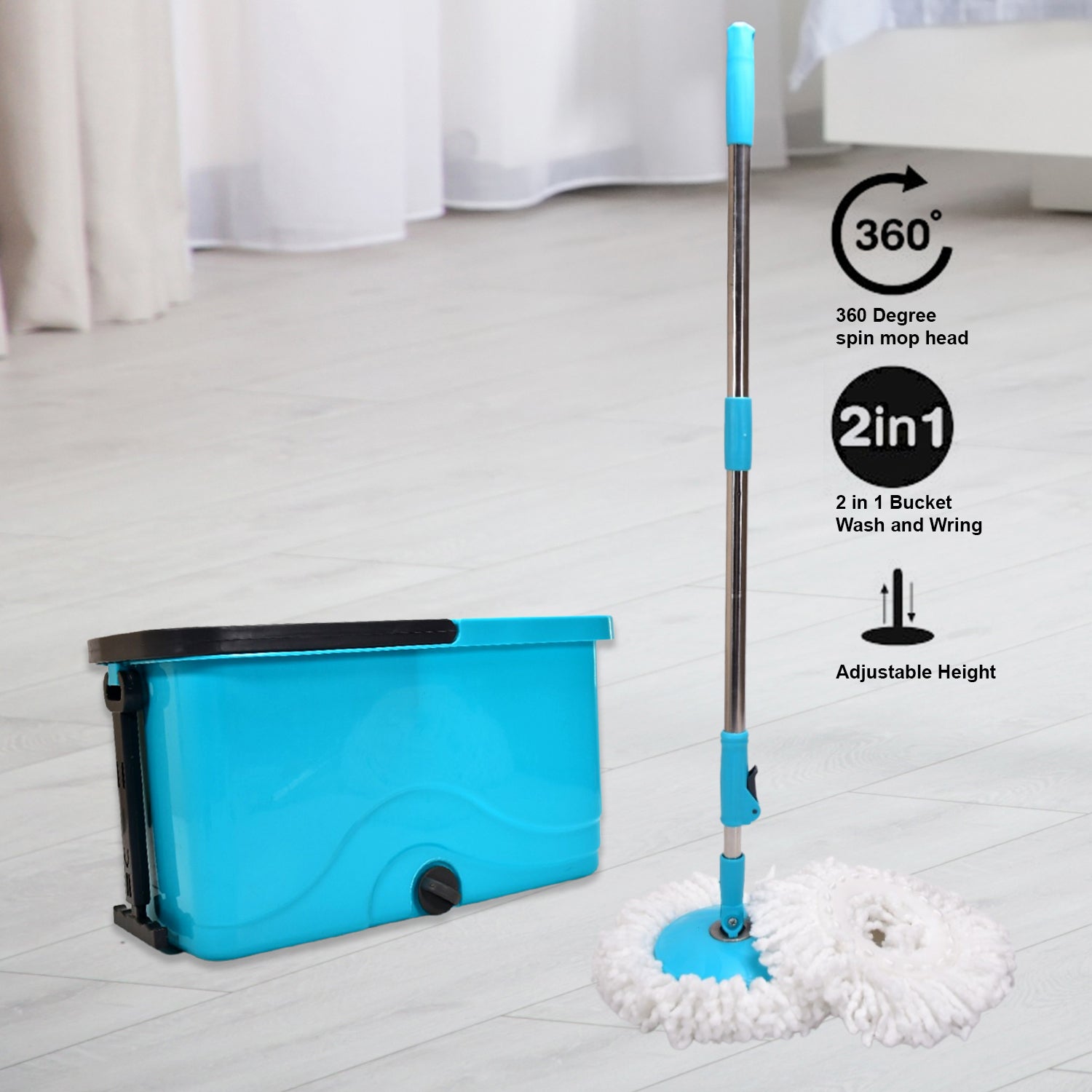 4027 QUICK SPIN MOP PLASTIC SPIN, BUCKET FLOOR CLEANING, EASY WHEELS & BIG BUCKET, FLOOR CLEANING MOP WITH BUCKET Eshaan Traders